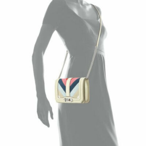 Rebecca Minkoff Beige Love Small Chevron Patchwork Crossbody Bag - Picture 3 of 6